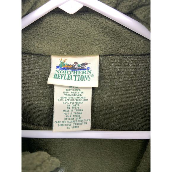 Northern Reflections Moose Tree Green Fleece Jacket Full Zip Size M - Picture 5 of 7